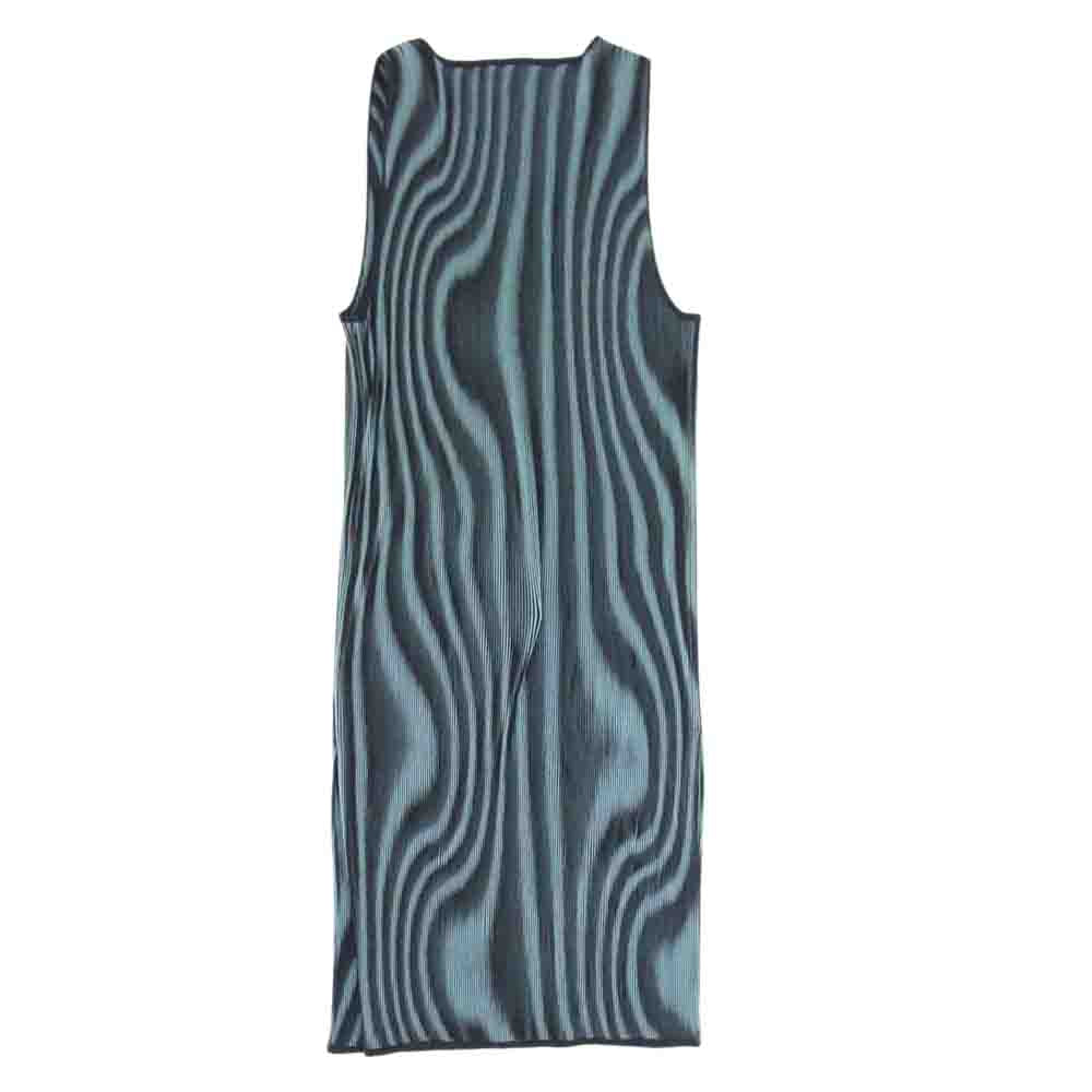 ISSEY MIYAKE イッセイミヤケ FETE ノースリーブ プリーツ加工 グラデーション タンクトップ ワンピース ブルー系 3【美品】【中古】