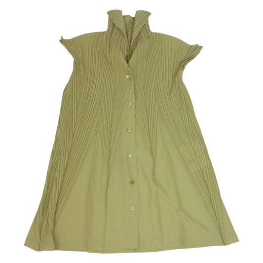 PLEATS PLEASE プリーツプリーズ イッセイミヤケ IF92FJ217 FETE プリーツ加工 切替 ノースリーブ ブラウス カーキ系 2【中古】