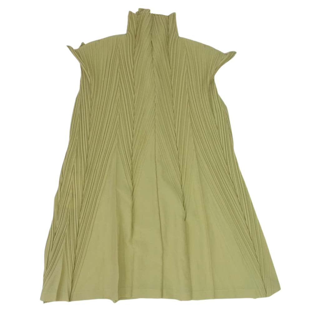 PLEATS PLEASE プリーツプリーズ イッセイミヤケ IF92FJ217 FETE プリーツ加工 切替 ノースリーブ ブラウス カーキ系 2【中古】