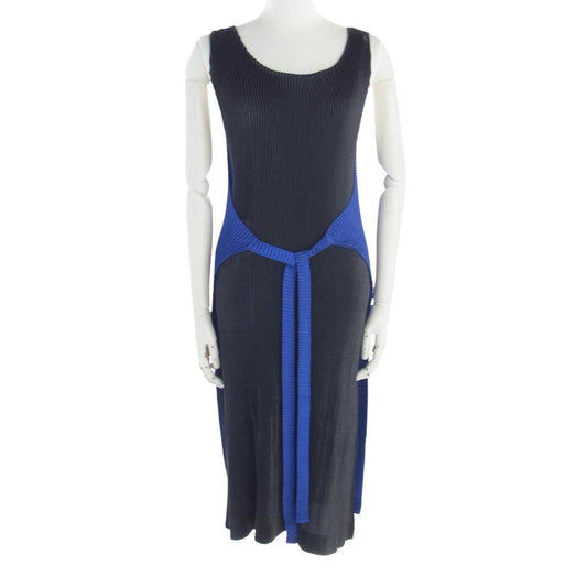 ISSEY MIYAKE イッセイミヤケ ミヤケデザインスタジオ プリーツ加工 バイカラー ワンピース ダークグレー系 ブルー系【美品】【中古】