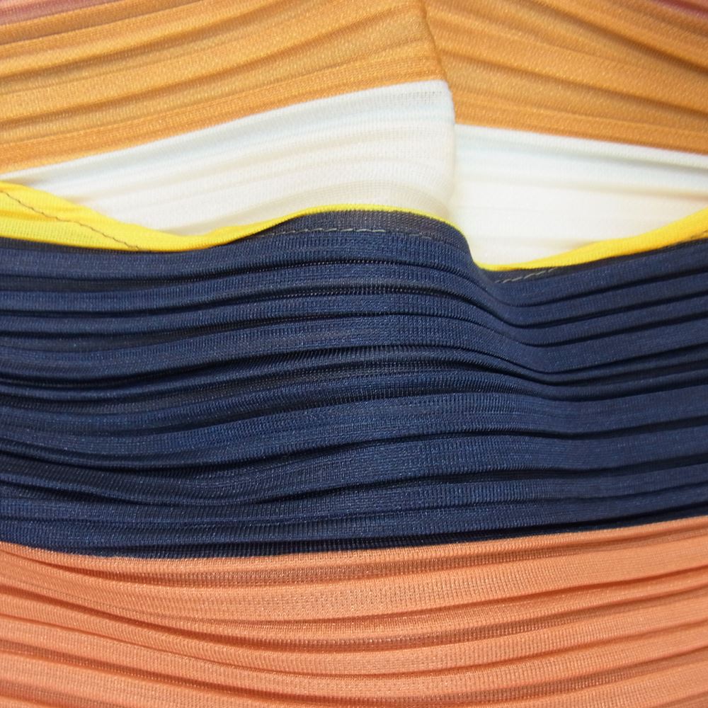 PLEATS PLEASE プリーツプリーズ イッセイミヤケ PP61-JT553 横プリーツ ボーダー 半袖 Tシャツ カットソー レインボー マルチカラー マルチカラー系 3【美品】【中古】