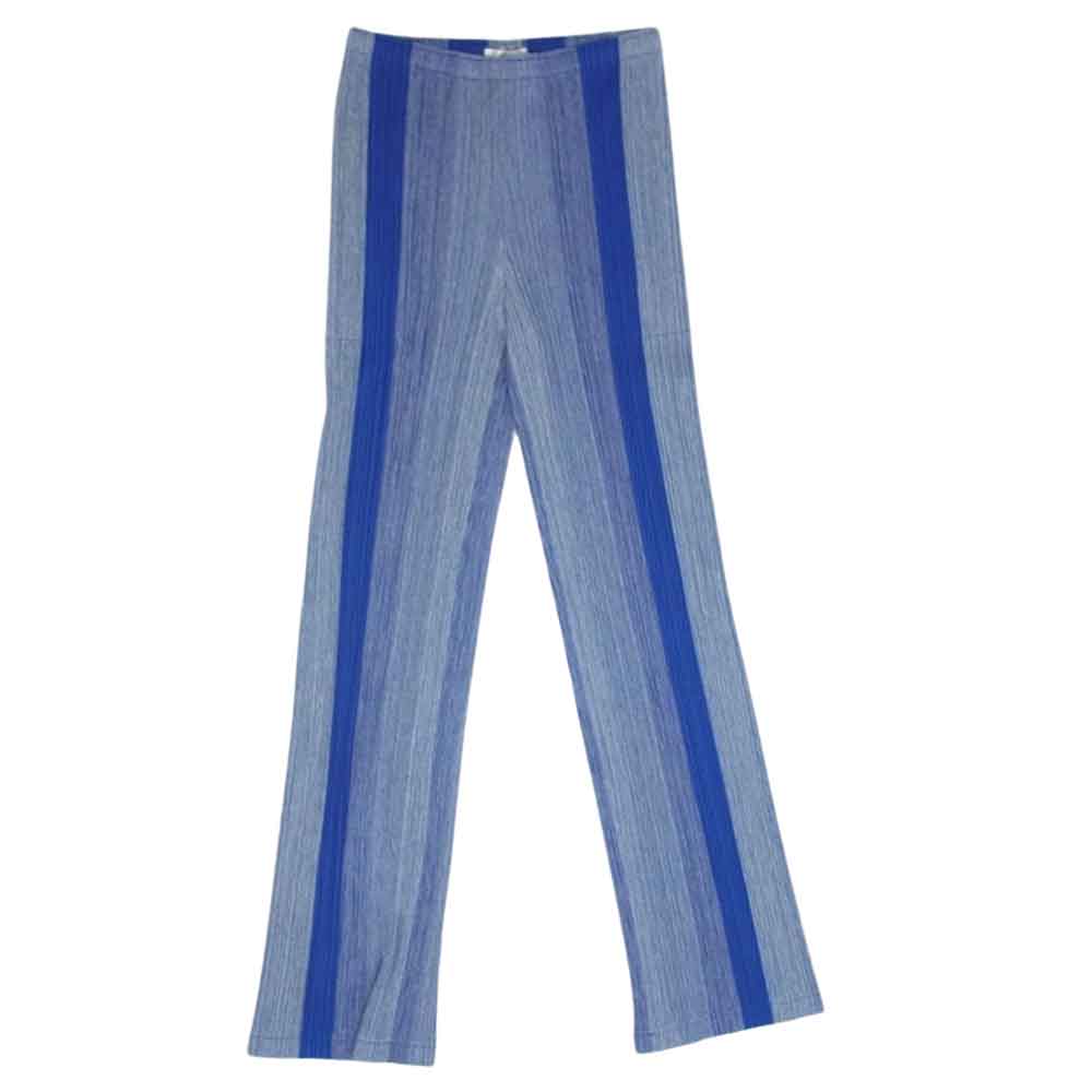 PLEATS PLEASE プリーツプリーズ イッセイミヤケ PP11-JF652 プリーツ加工 ストライプ パンツ ブルー系 4【中古】