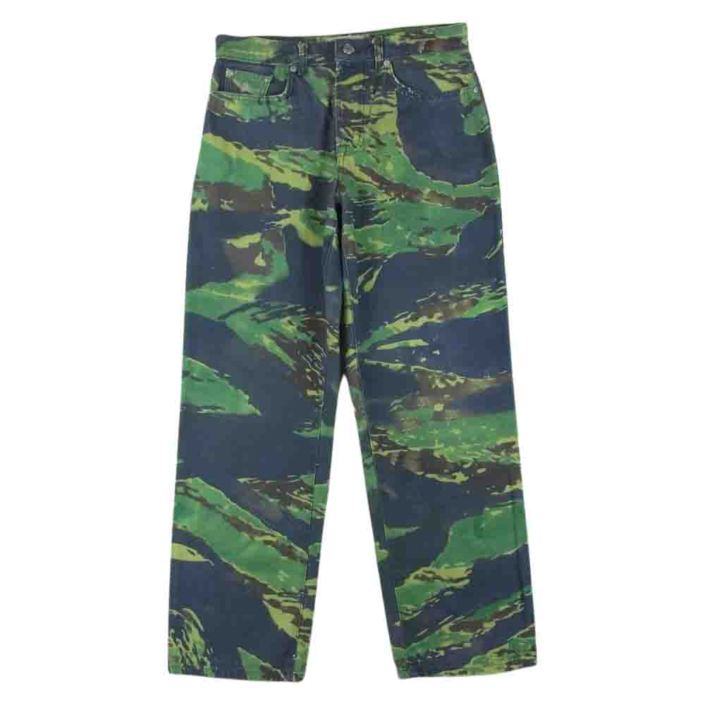 STUSSY ステューシー カモフラ ダック パンツ コットン トルコ製 ネイビー系 グリーン系 28【中古】