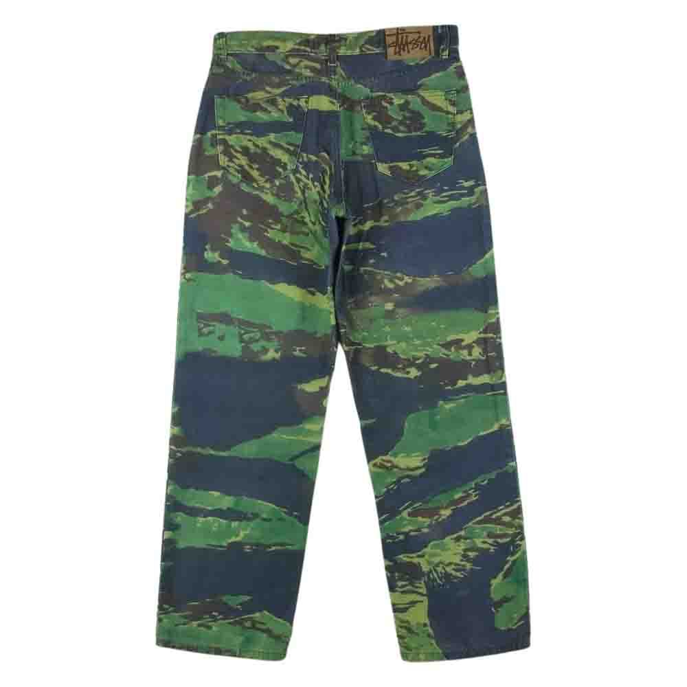 STUSSY ステューシー カモフラ ダック パンツ コットン トルコ製 ネイビー系 グリーン系 28【中古】