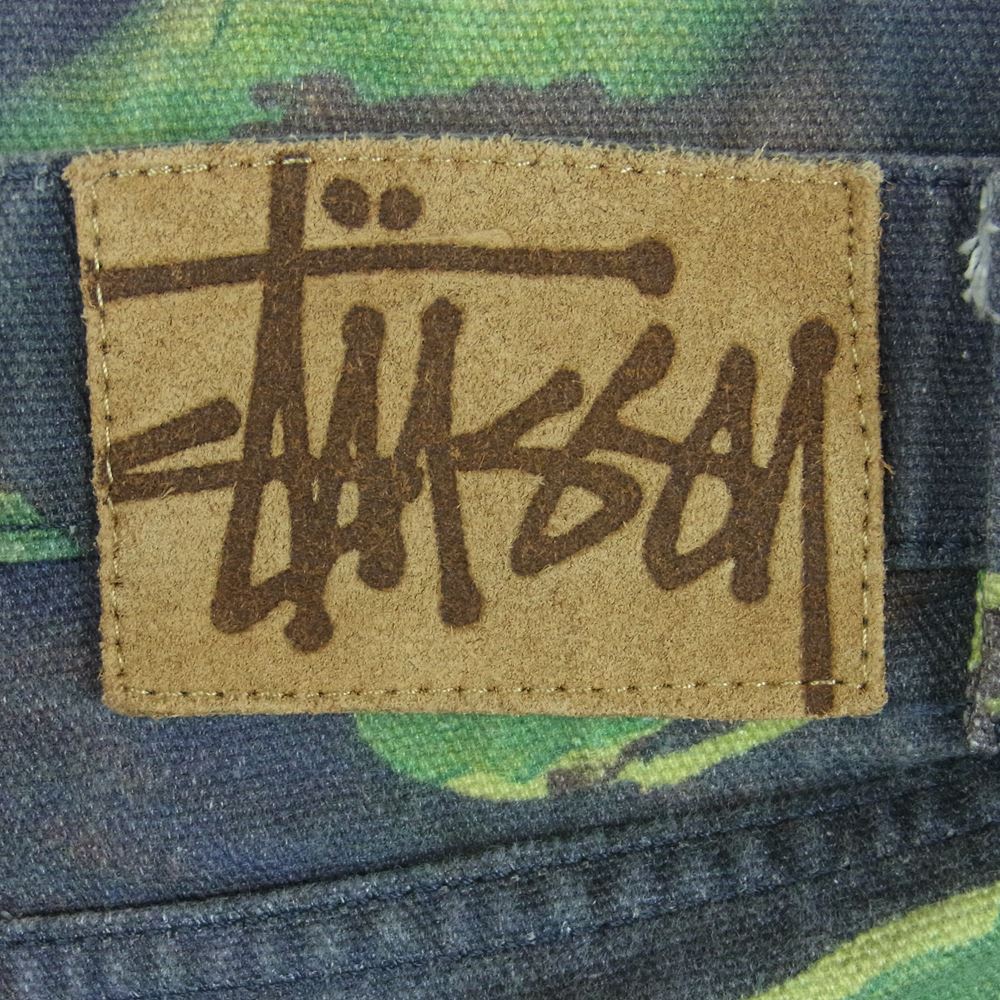 STUSSY ステューシー カモフラ ダック パンツ コットン トルコ製 ネイビー系 グリーン系 28【中古】