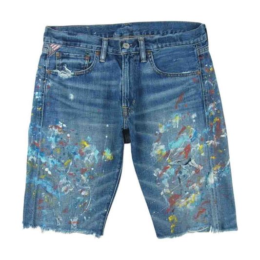 RALPH LAUREN ラルフローレン DENIM&SUPPLY デニムアンドサプライ ペイント加工 カットオフ デニム ショーツ ハーフ ショート パンツ インディゴブルー系 30【中古】