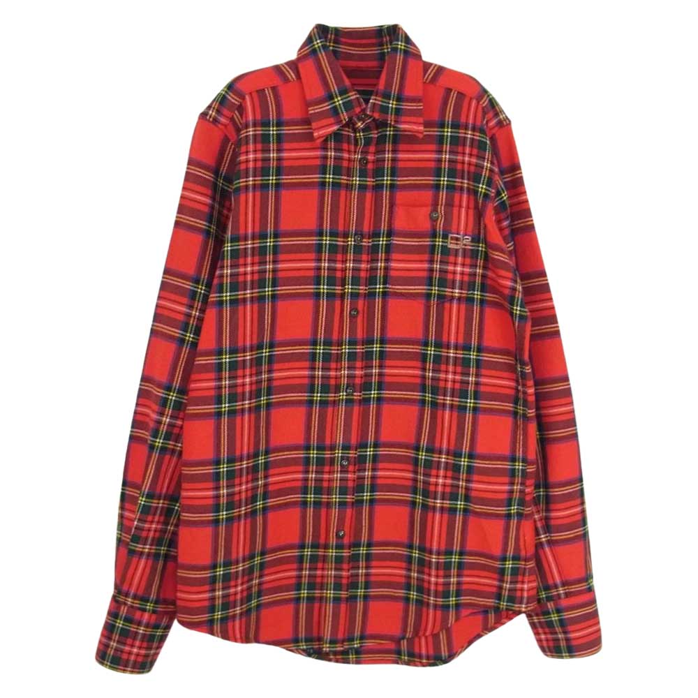 DSQUARED2 ディースクエアード ここのえタグ ウール タータンチェック 長袖シャツ レッド系 42【中古】