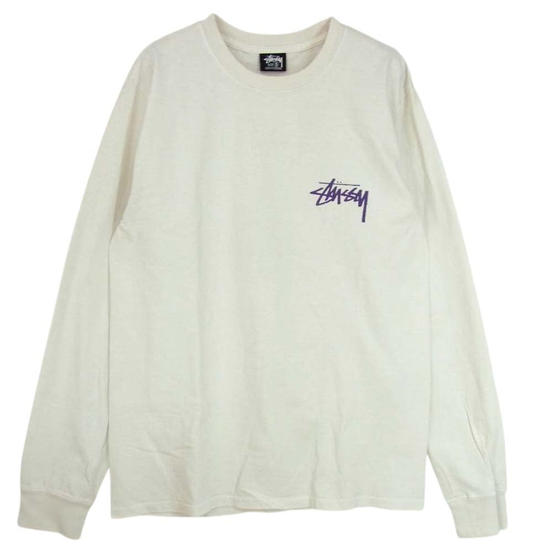 STUSSY ステューシー SKATE POSSE PIGMENT DYED LS TEE コットン 長袖 Tシャツ オフホワイト系 S【中古】