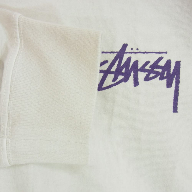 STUSSY ステューシー SKATE POSSE PIGMENT DYED LS TEE コットン 長袖 Tシャツ オフホワイト系 S【中古】