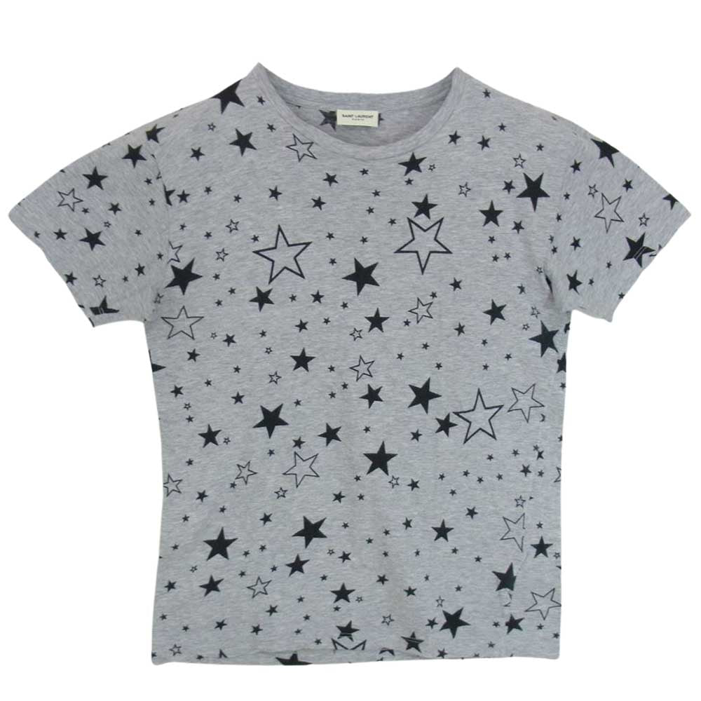 SAINT LAURENT サンローラン 国内正規品 エディ期 15SS 376500 Y2JD1 スター総柄 半袖Tシャツ グレー系 XS【中古】