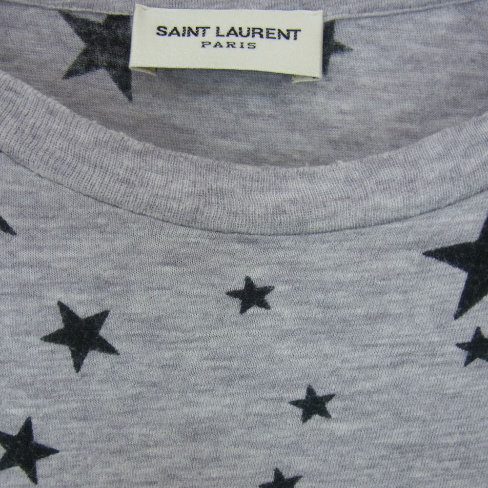 SAINT LAURENT サンローラン 国内正規品 エディ期 15SS 376500 Y2JD1 スター総柄 半袖Tシャツ グレー系 XS【中古】