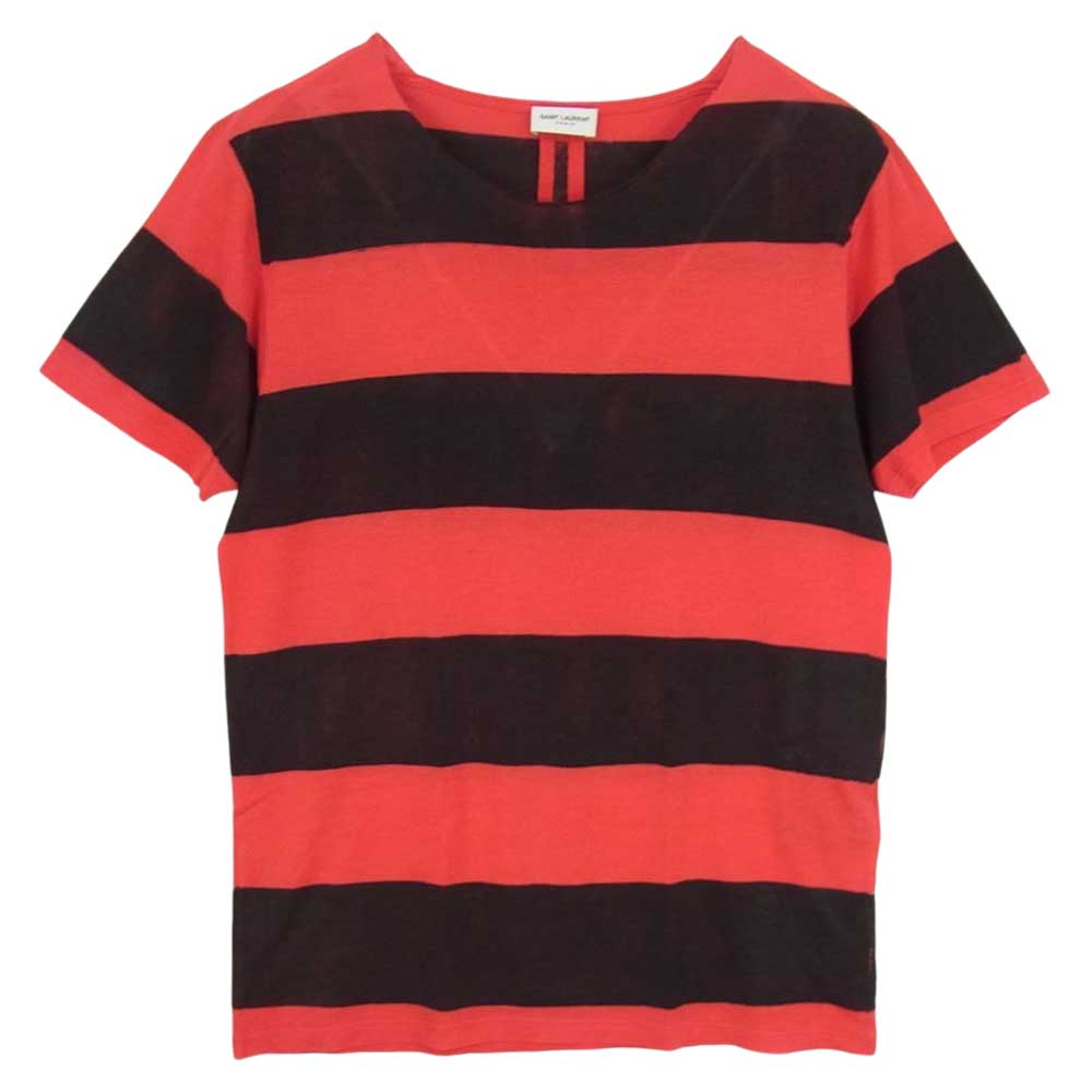 SAINT LAURENT サンローラン 国内正規品 エディ期 15AW 387885 Y2LP1 ペイントボーダー 半袖Tシャツ レッド系 XS【中古】