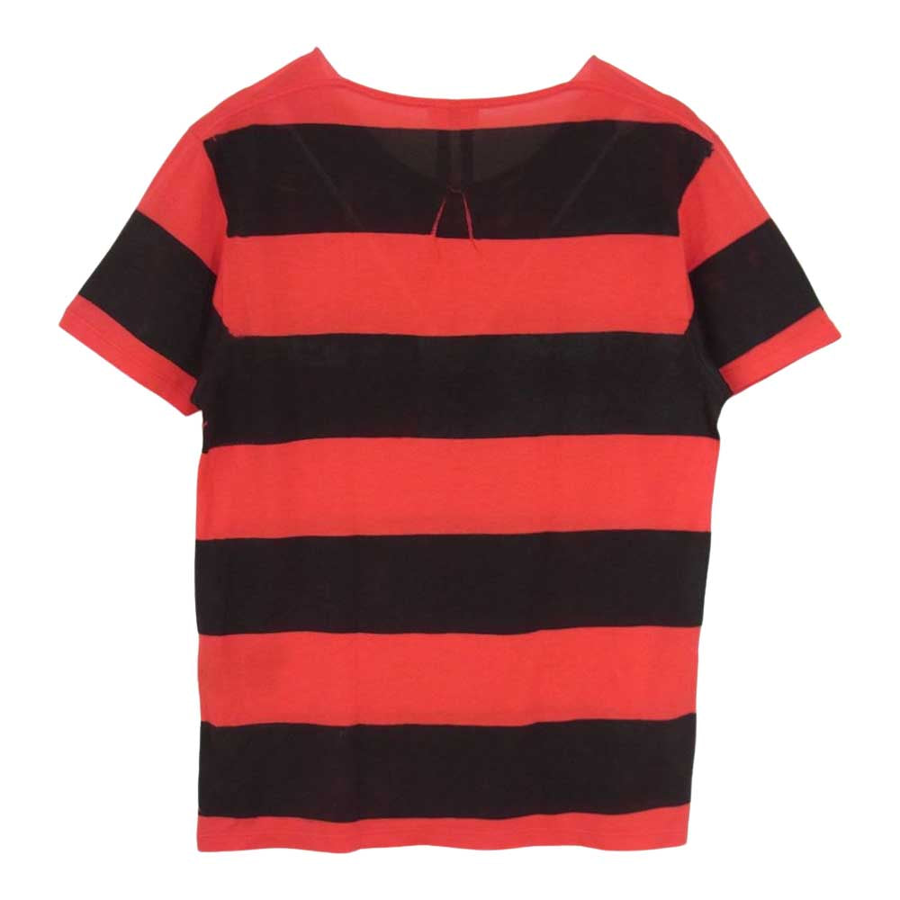 SAINT LAURENT サンローラン 国内正規品 エディ期 15AW 387885 Y2LP1 ペイントボーダー 半袖Tシャツ レッド系 XS【中古】