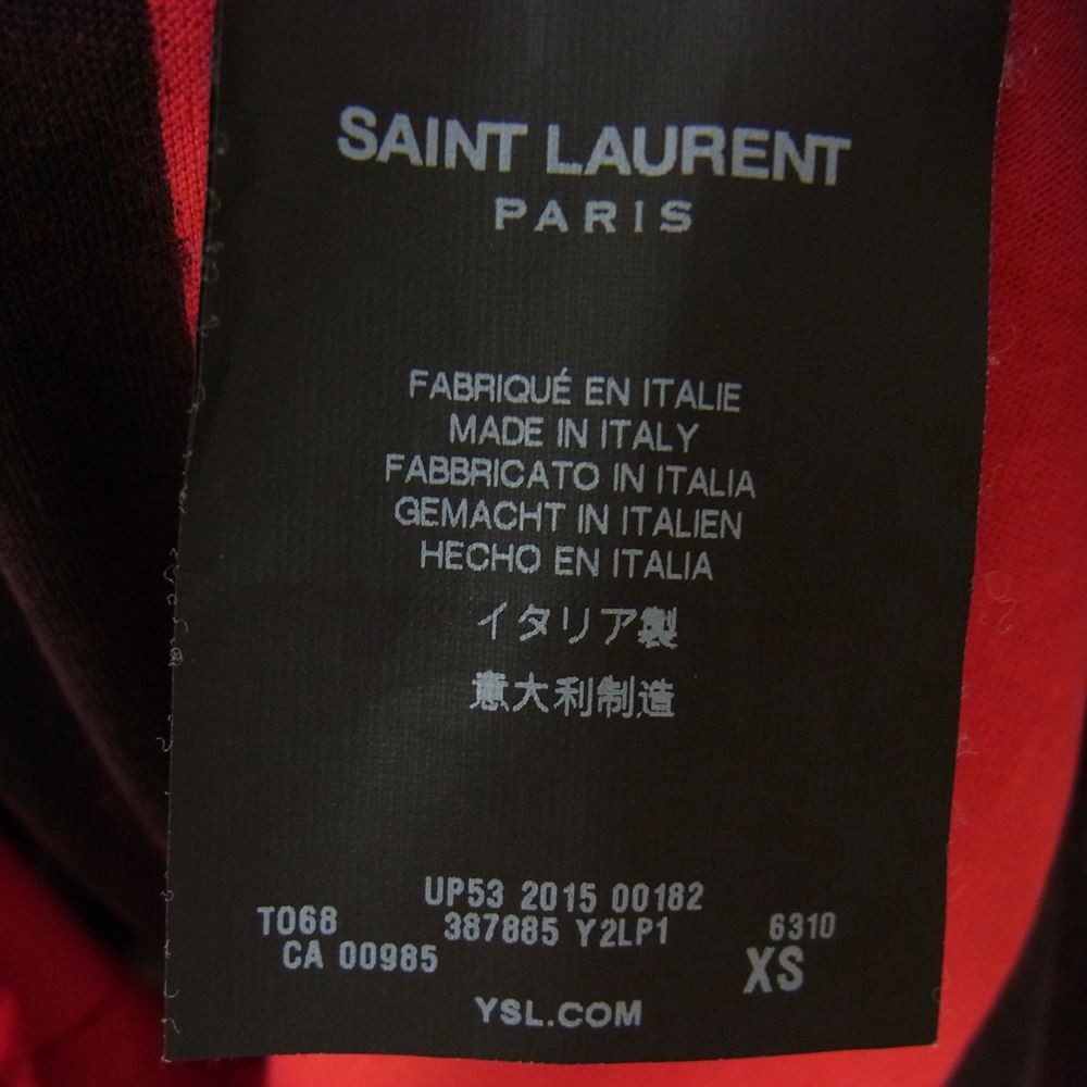 SAINT LAURENT サンローラン 国内正規品 エディ期 15AW 387885 Y2LP1 ペイントボーダー 半袖Tシャツ レッド系 XS【中古】