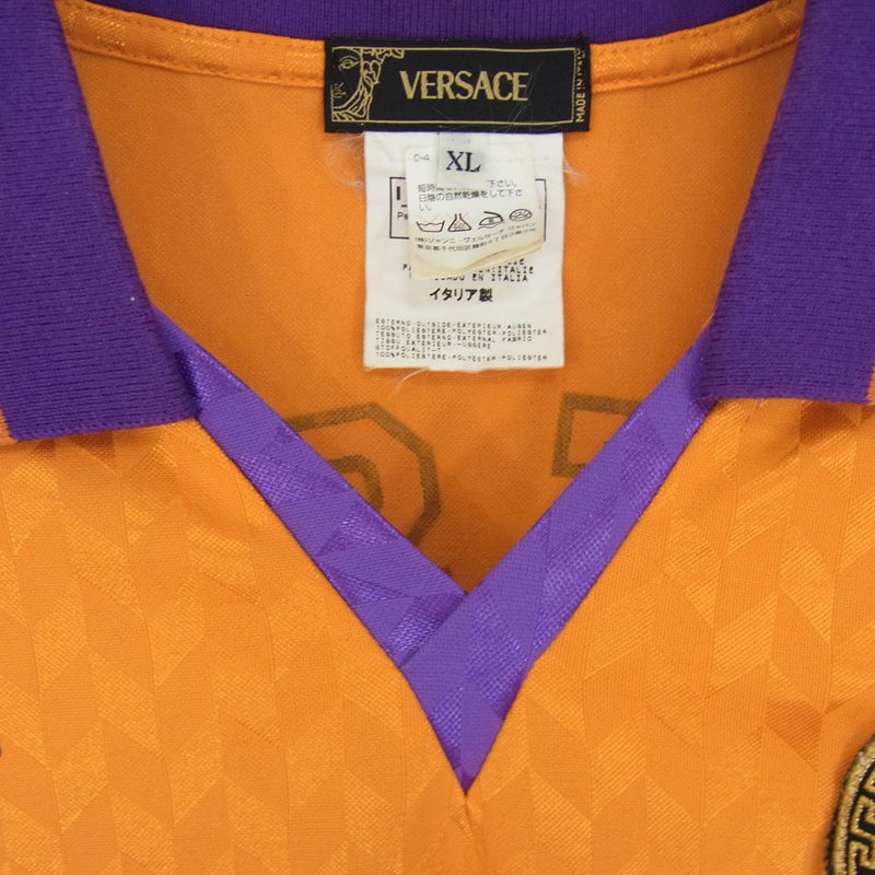 VERSACE ヴェルサーチ 国内正規品 イタリア製 ユニフォーム ゲームシャツ オレンジ系 XL【中古】