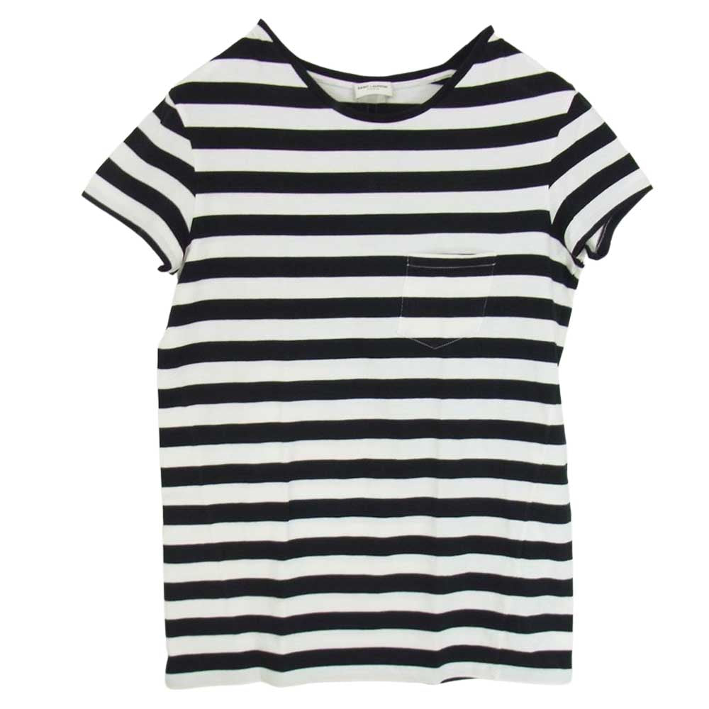 SAINT LAURENT サンローラン 国内正規品 エディ期 14SS 343717 Y2E01 ボーダー柄 半袖Tシャツ ブラック系 XS【中古】