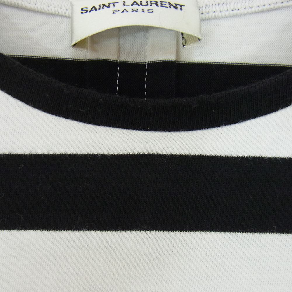 SAINT LAURENT サンローラン 国内正規品 エディ期 14SS 343717 Y2E01 ボーダー柄 半袖Tシャツ ブラック系 XS【中古】