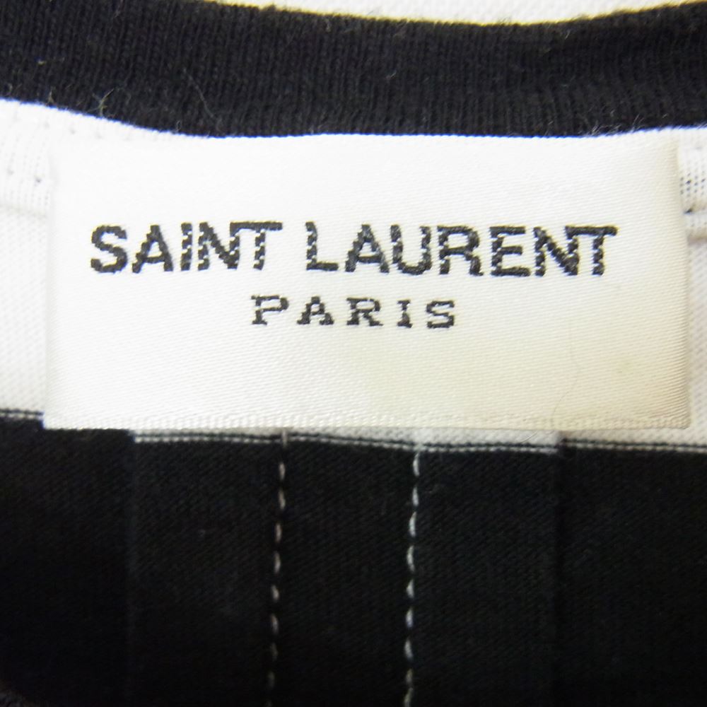 SAINT LAURENT サンローラン 国内正規品 エディ期 14SS 343717 Y2E01 ボーダー柄 半袖Tシャツ ブラック系 XS【中古】