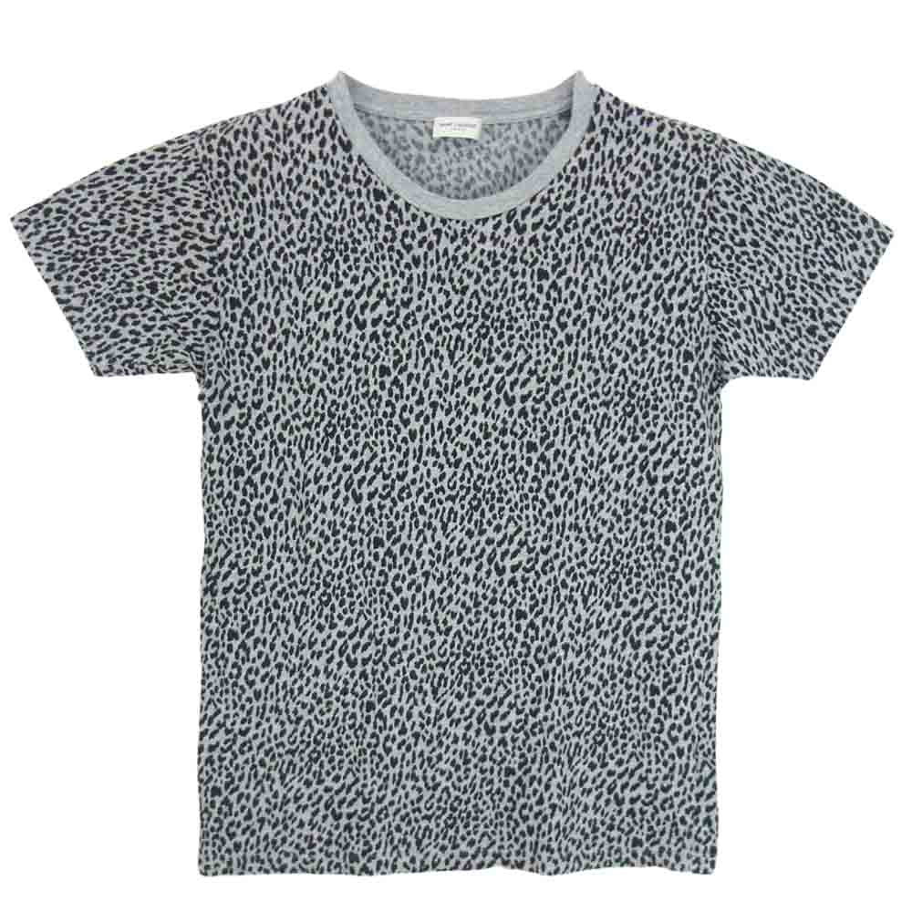 SAINT LAURENT サンローラン 国内正規品 エディ期 14AW 361938 Y2GI1 ベイビーキャット レオパード 半袖Tシャツ グレー系 XS【中古】