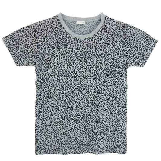 SAINT LAURENT サンローラン 国内正規品 エディ期 14AW 361938 Y2GI1 ベイビーキャット レオパード 半袖Tシャツ グレー系 XS【中古】