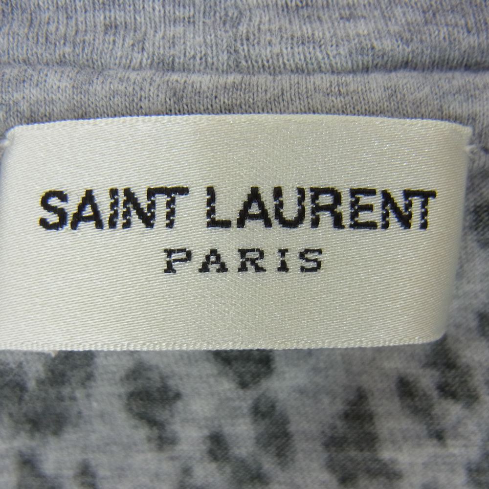 SAINT LAURENT サンローラン 国内正規品 エディ期 14AW 361938 Y2GI1 ベイビーキャット レオパード 半袖Tシャツ グレー系 XS【中古】