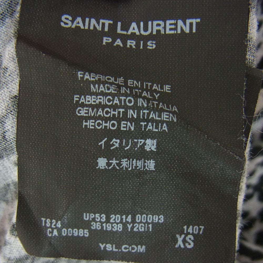 SAINT LAURENT サンローラン 国内正規品 エディ期 14AW 361938 Y2GI1 ベイビーキャット レオパード 半袖Tシャツ グレー系 XS【中古】