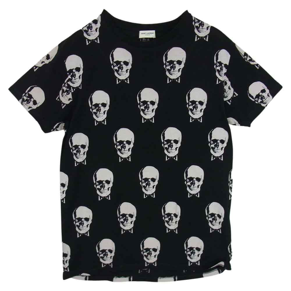 SAINT LAURENT サンローラン 国内正規品 エディ期 15AW 397027 Y2ME1 スカル総柄 半袖Tシャツ ブラック系 XS【中古】