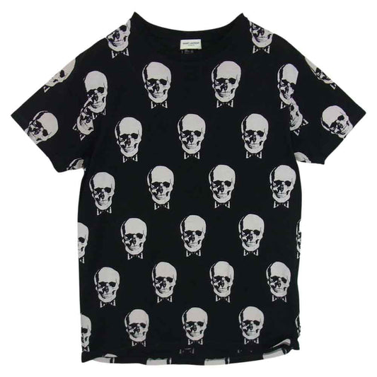 SAINT LAURENT サンローラン 国内正規品 エディ期 15AW 397027 Y2ME1 スカル総柄 半袖Tシャツ ブラック系 XS【中古】