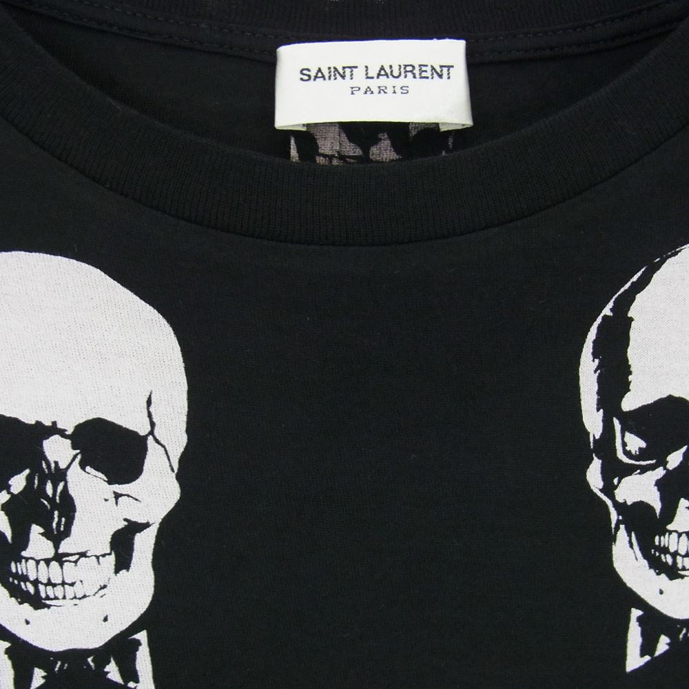 SAINT LAURENT サンローラン 国内正規品 エディ期 15AW 397027 Y2ME1 スカル総柄 半袖Tシャツ ブラック系 XS【中古】
