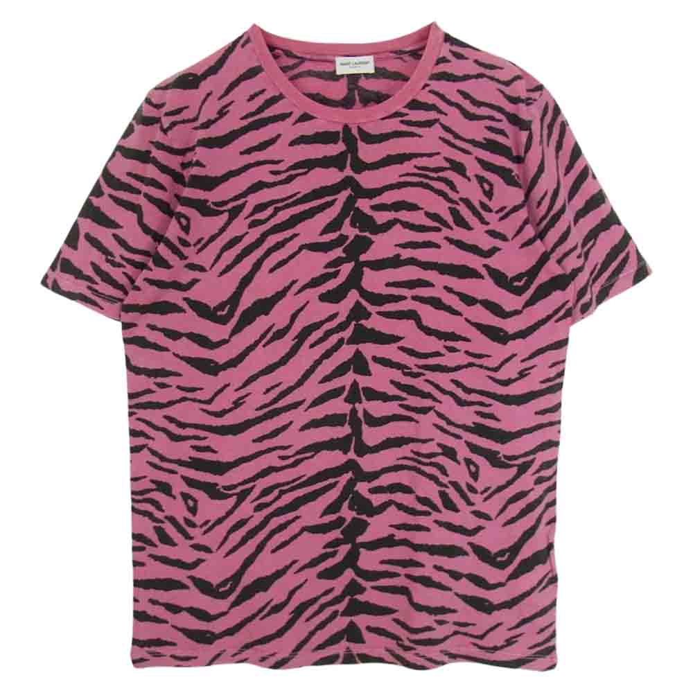 SAINT LAURENT サンローラン 577096 YBIH2 ゼブラ柄 半袖Tシャツ ピンク系 XS【中古】