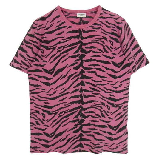 SAINT LAURENT サンローラン 577096 YBIH2 ゼブラ柄 半袖Tシャツ ピンク系 XS【中古】