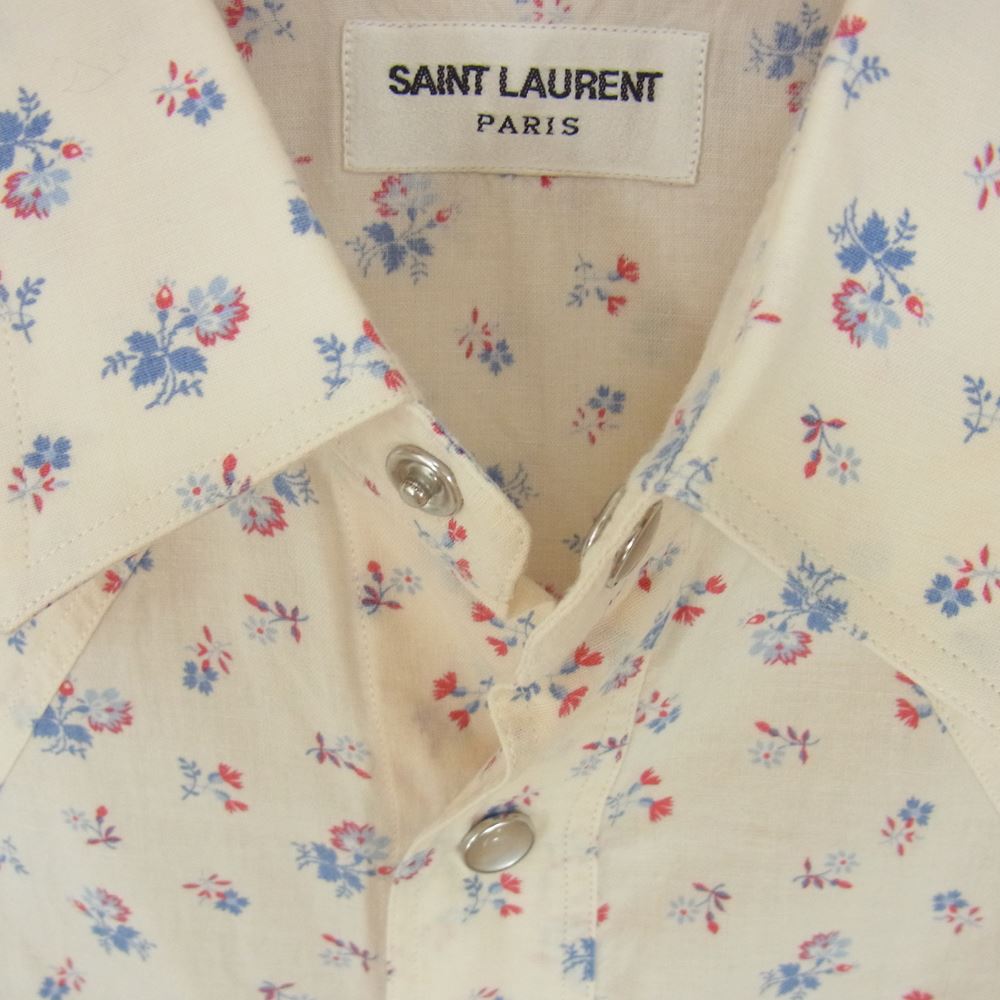 SAINT LAURENT サンローラン 国内正規品 エディ期 15SS 373285 Y572H 花柄 ウエスタン 長袖シャツ ベージュ系 36【中古】