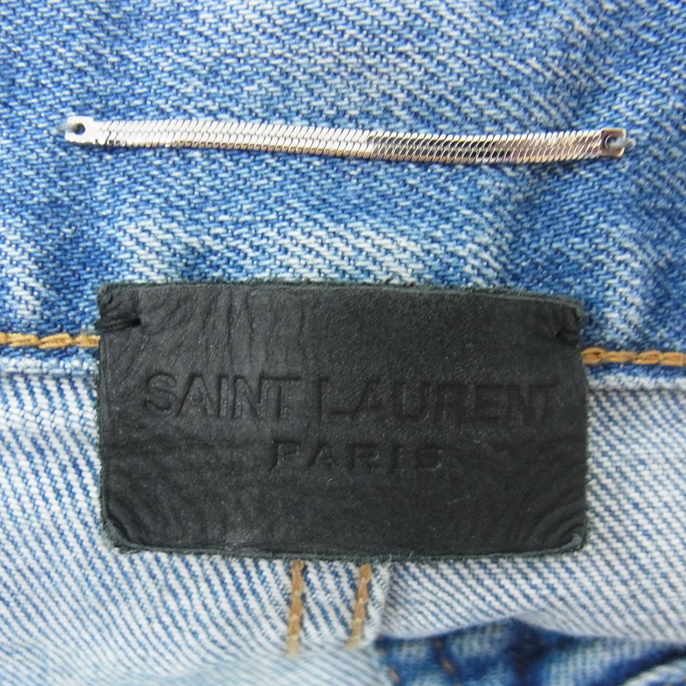 SAINT LAURENT サンローラン 国内正規品 606663 YO507 Knee Crash Skinny Jean ダメージ加工 スキニーデニムパンツ インディゴブルー系 29【中古】