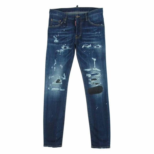 DSQUARED2 ディースクエアード 国内正規品 S74LB0923 S30708 SUPER TWINKY JEAN ダメージ加工 スタッズ スキニー デニム パンツ インディゴブルー系 44【中古】