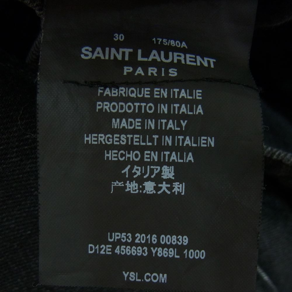 SAINT LAURENT サンローラン 国内正規品 456693 Y869L ニークラッシュ スタッズ スキニー デニムパンツ ブラック系 30【中古】