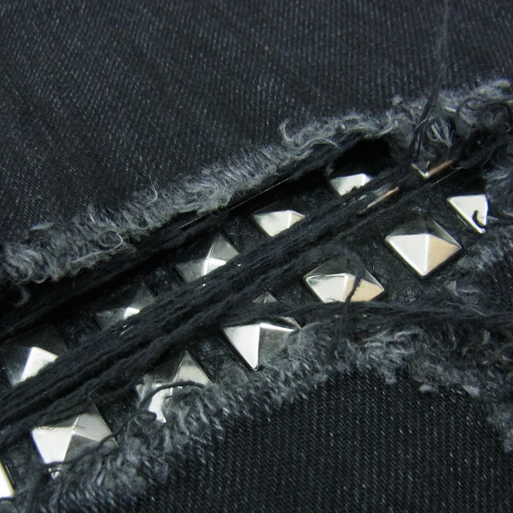 SAINT LAURENT サンローラン 国内正規品 456693 Y869L ニークラッシュ スタッズ スキニー デニムパンツ ブラック系 30【中古】