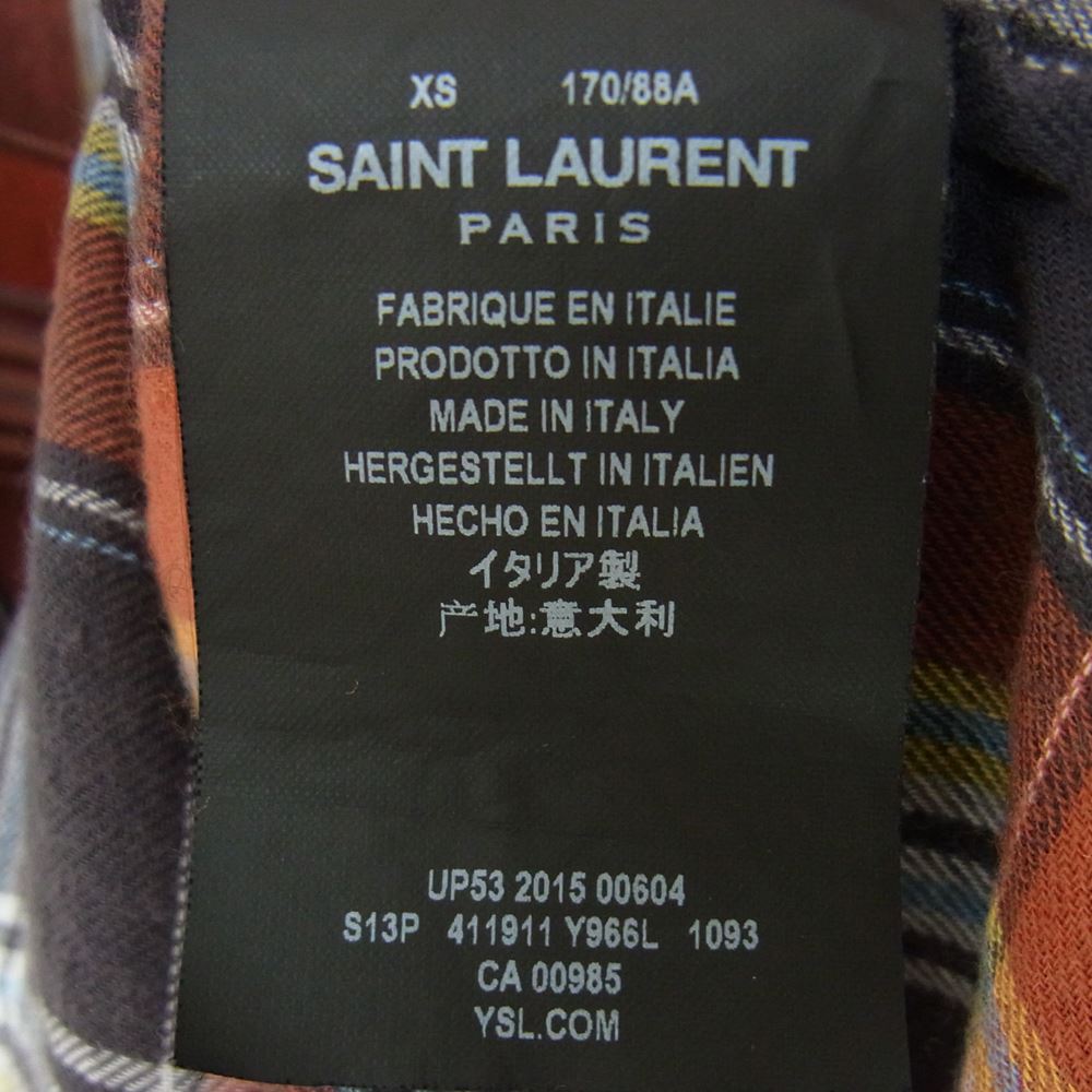 SAINT LAURENT サンローラン 国内正規品 エディ期 16SS 411911 Y699L チェック オープンカラー 半袖シャツ マルチカラー系 XS【中古】