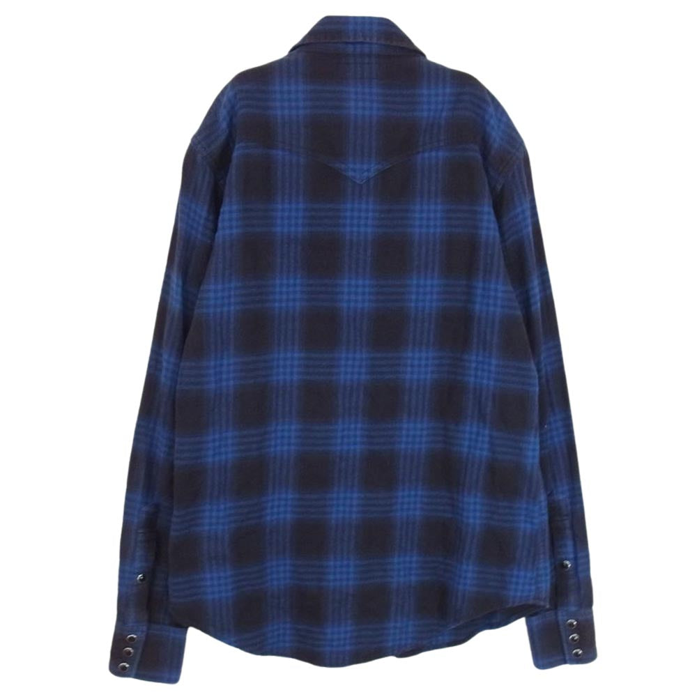 SAINT LAURENT サンローラン 449898 Y886M チェック ウエスタン 長袖シャツ ブルー系 XS【中古】