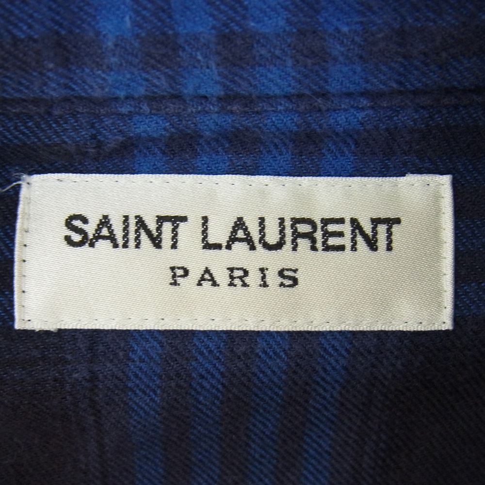 SAINT LAURENT サンローラン 449898 Y886M チェック ウエスタン 長袖シャツ ブルー系 XS【中古】