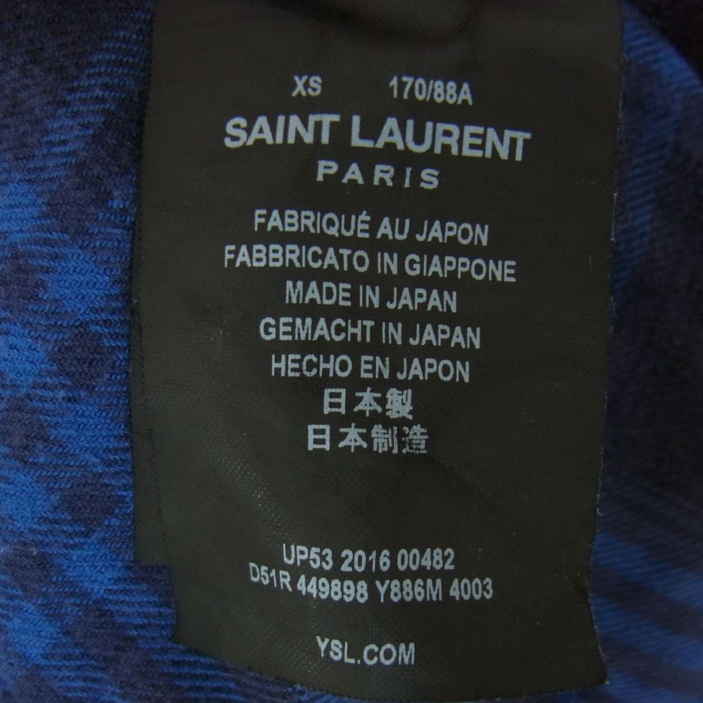 SAINT LAURENT サンローラン 449898 Y886M チェック ウエスタン 長袖シャツ ブルー系 XS【中古】