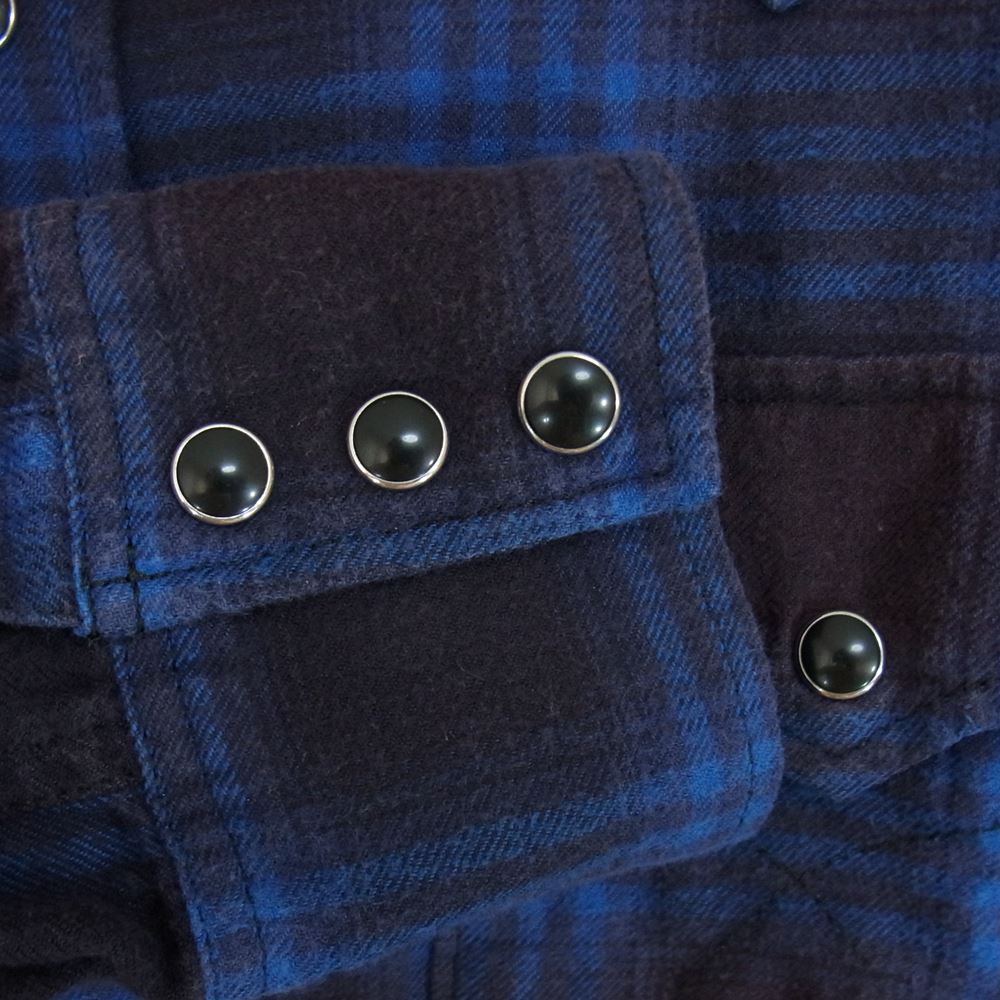 SAINT LAURENT サンローラン 449898 Y886M チェック ウエスタン 長袖シャツ ブルー系 XS【中古】