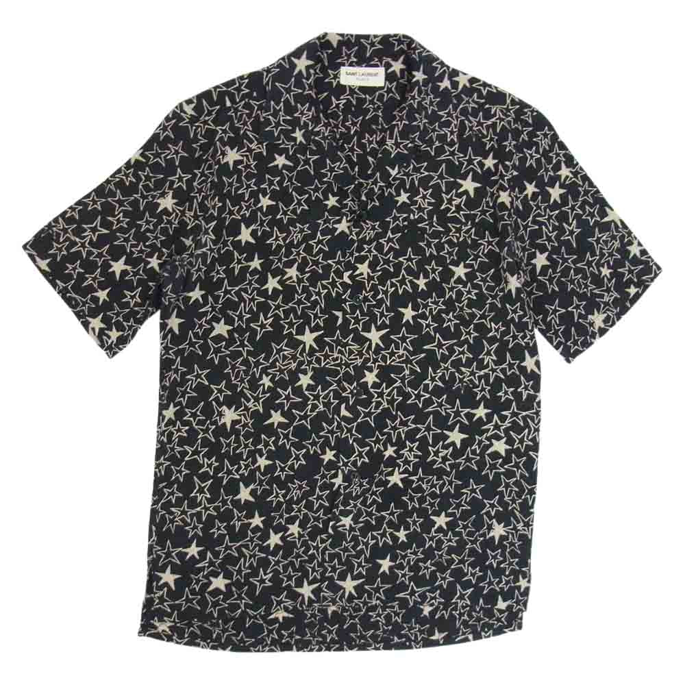 72254553サンローラン　スター　星柄　総柄　半袖シャツ　オープンカラーシャツ