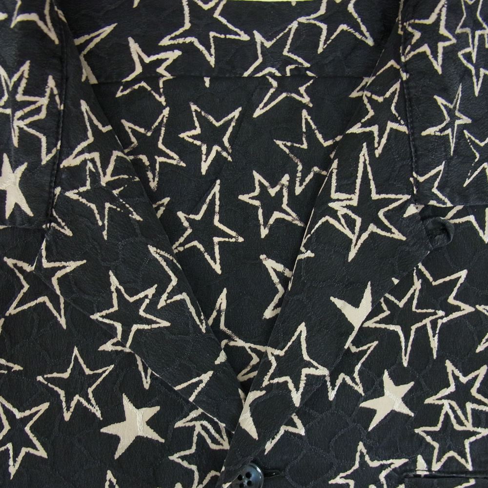 SAINT LAURENT サンローラン 19SS 531956 Y331V シルク100％ スター柄 オープンカラー 半袖シャツ ブラック系 36【中古】