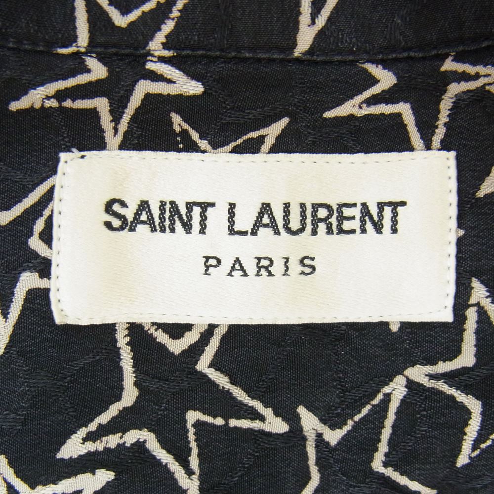 SAINT LAURENT サンローラン 19SS 531956 Y331V シルク100％ スター柄 オープンカラー 半袖シャツ ブラック系 36【中古】