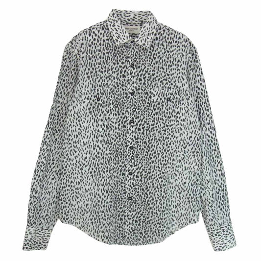 SAINT LAURENT サンローラン 国内正規品 エディ期 13SS 323929 Y736b ベイビーキャット レオパード柄 長袖シャツ ブラック系 38【中古】