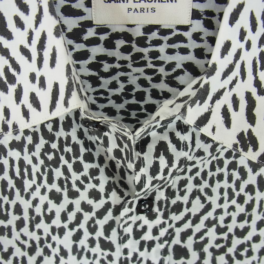 SAINT LAURENT サンローラン 国内正規品 エディ期 13SS 323929 Y736b ベイビーキャット レオパード柄 長袖シャツ ブラック系 38【中古】