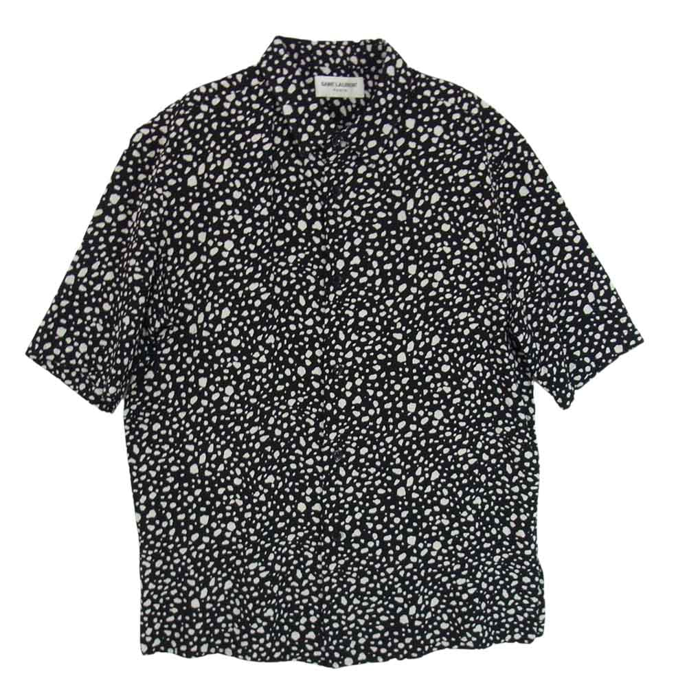 SAINT LAURENT サンローラン 20SS 601070 Y1A78 スペックルド レオパード レーヨン 半袖シャツ ブラック系 36【中古】