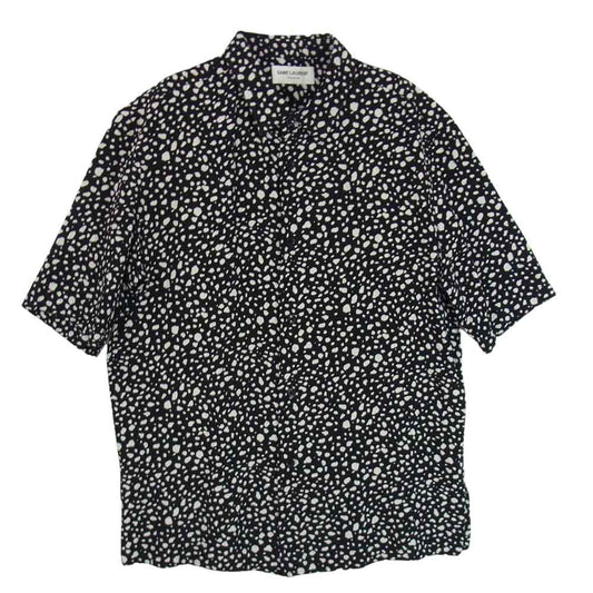 SAINT LAURENT サンローラン 20SS 601070 Y1A78 スペックルド レオパード レーヨン 半袖シャツ ブラック系 36【中古】