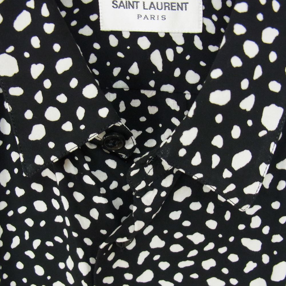 SAINT LAURENT サンローラン 20SS 601070 Y1A78 スペックルド レオパード レーヨン 半袖シャツ ブラック系 36【中古】