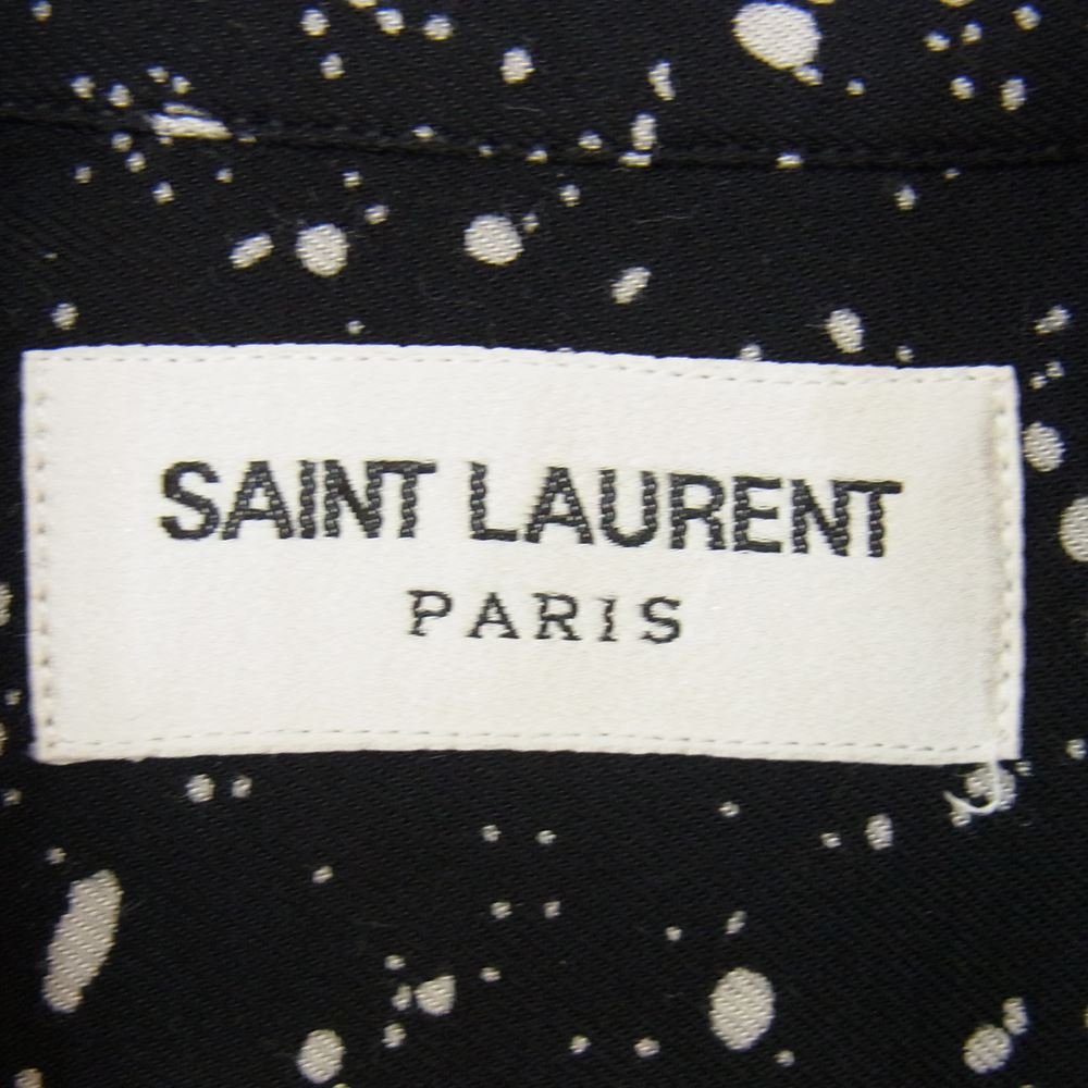 SAINT LAURENT サンローラン 国内正規品 エディ期 15AW 376954 Y891J スプラッターレーヨン総柄シャツ ブラック系 37【中古】